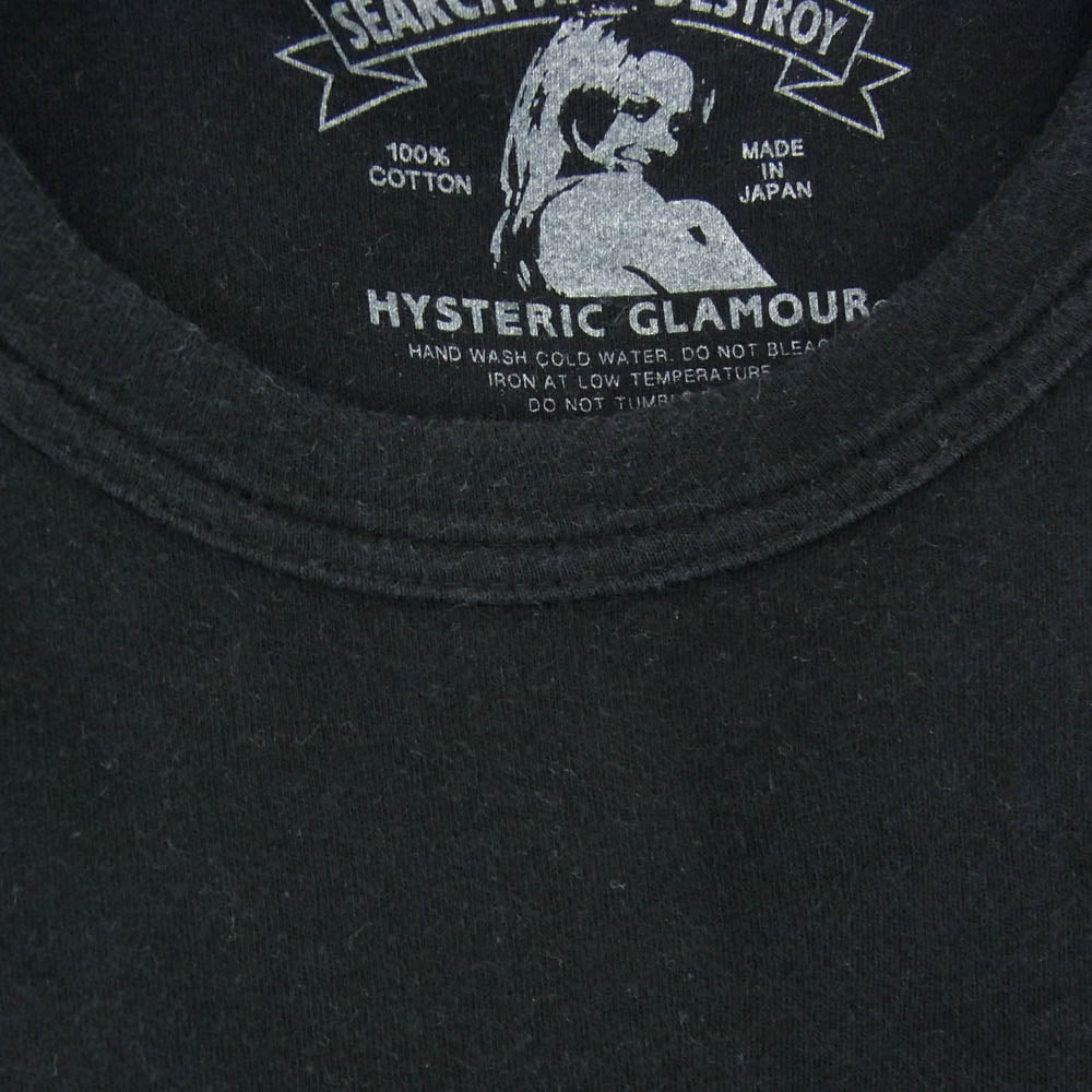 HYSTERIC GLAMOUR ヒステリックグラマー 02192CE02 SEARCH AND DESTROY バックロゴプリント クルーネック 半袖 Tシャツ ブラック系 M【中古】