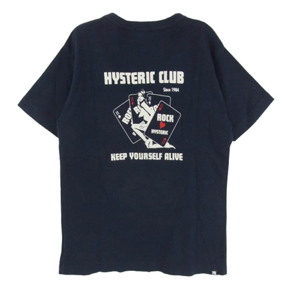 HYSTERIC GLAMOUR ヒステリックグラマー 02191CT30 HYS CLUB ポケット付き クルーネック 半袖 Tシャツ ダークネイビー系 M【中古】