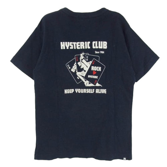 HYSTERIC GLAMOUR ヒステリックグラマー 02191CT30 HYS CLUB ポケット付き クルーネック 半袖 Tシャツ ダークネイビー系 M【中古】