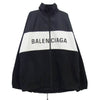 BALENCIAGA バレンシアガ 21SS 529213 TBQ03 デニム切替 ポプリン ロゴプリント トラックジャケット ブラック系 オフホワイト系 36【中古】