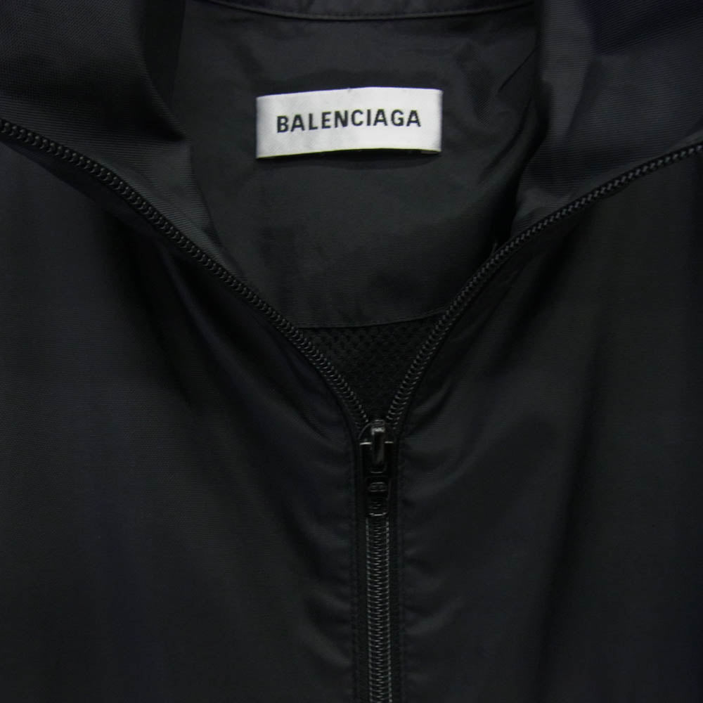 BALENCIAGA バレンシアガ 21SS 529213 TBQ03 デニム切替 ポプリン ロゴプリント トラックジャケット ブラック系 オフホワイト系 36【中古】