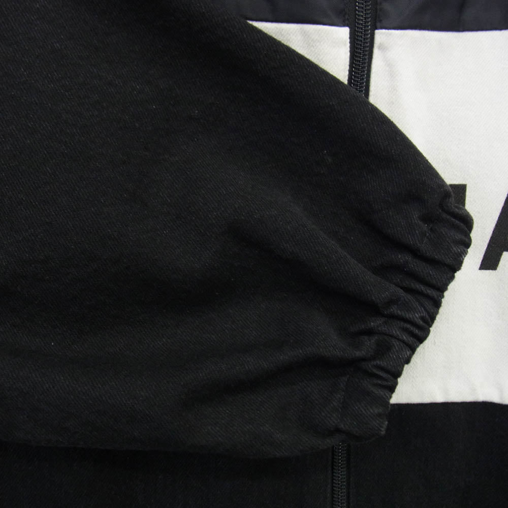 BALENCIAGA バレンシアガ 21SS 529213 TBQ03 デニム切替 ポプリン ロゴプリント トラックジャケット ブラック系 オフホワイト系 36【中古】