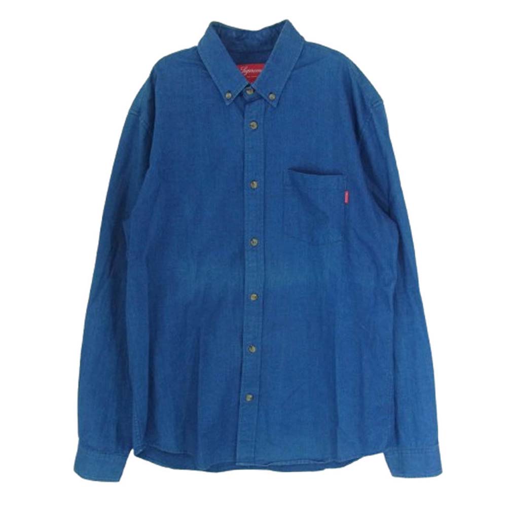 Supreme シュプリーム Denim Shirt BD ボタンダウン 長袖 デニムシャツ インディゴブルー系 M【中古】
