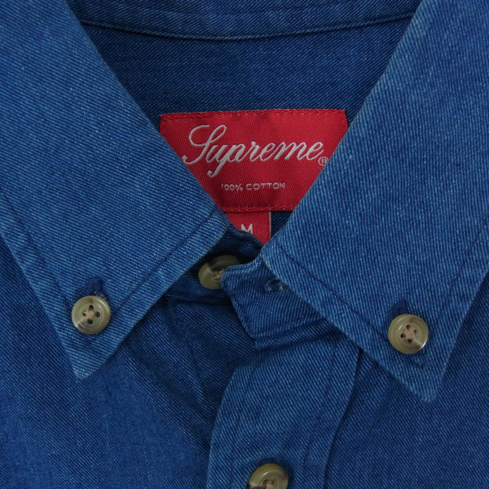 Supreme シュプリーム Denim Shirt BD ボタンダウン 長袖 デニムシャツ インディゴブルー系 M【中古】