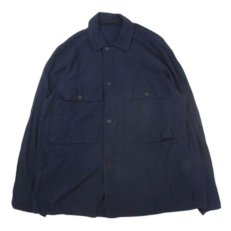 COMOLI コモリ 17SS K01-01008 ベタシャン ユーティリティ シャツ ネイビー系 2【中古】