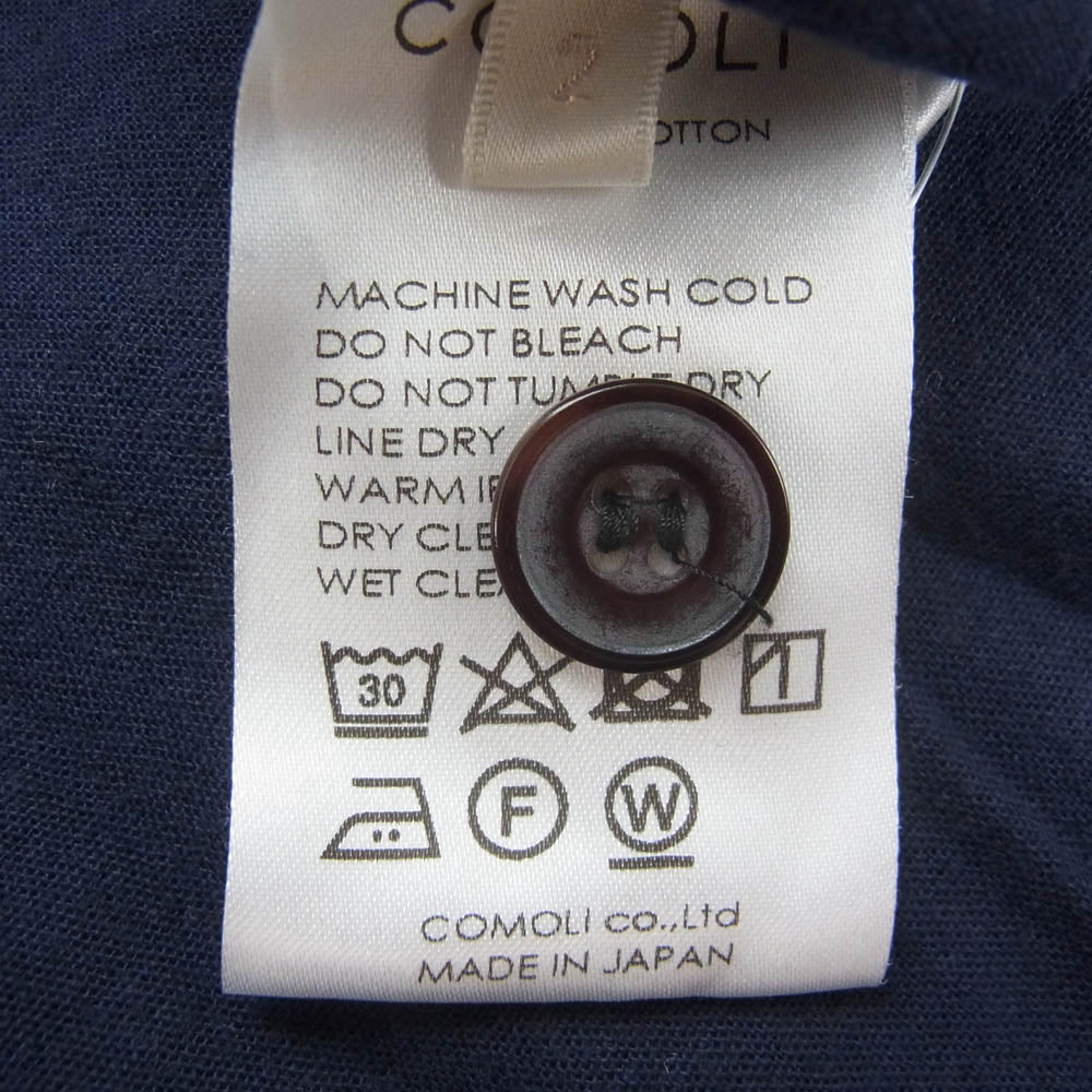 COMOLI コモリ 17SS K01-01008 ベタシャン ユーティリティ シャツ ネイビー系 2【中古】
