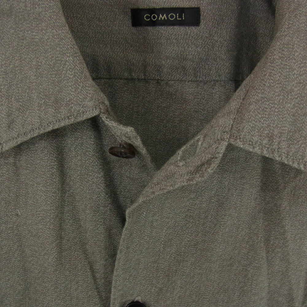 COMOLI コモリ 22SS V01-02020 ヨリ杢 オープンカラー 長袖 シャツ グレー系 2【中古】