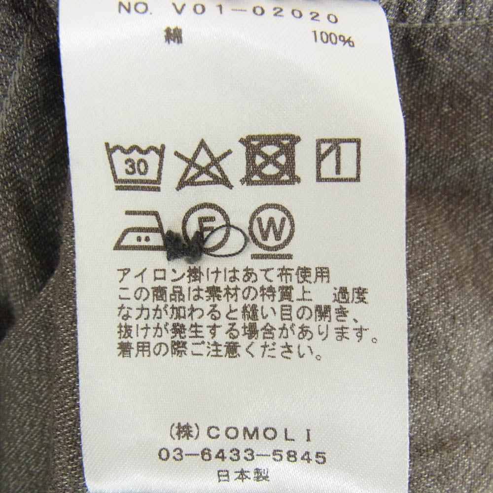 COMOLI コモリ 22SS V01-02020 ヨリ杢 オープンカラー 長袖 シャツ グレー系 2【中古】