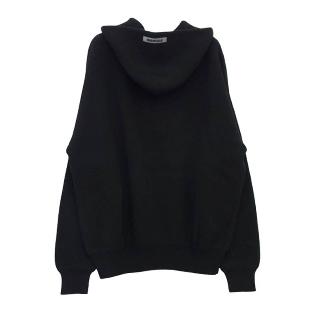 FEAR OF GOD フィアオブゴッド ESSENTIALS エッセンシャルズ FRONT LOGO KNIT HOODIE フロントロゴ ニット フーディ パーカー ブラック系 M【極上美品】【中古】
