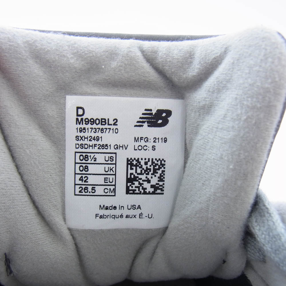 NEW BALANCE ニューバランス M990BL2 Black スニーカー　 ブラック系 グレー系 26.5cm【中古】
