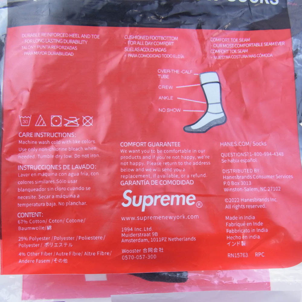 Supreme シュプリーム Hanes Crew Socks 4P ヘインズ ソックス 靴下 ブラック系【新古品】【未使用】【中古】