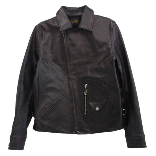 FINE CREEK LEATHERS ファインクリークレザー ACJK057 FINE CREEK ＆CO Berkeley 茶芯 ホースハイド バークレー ライダース レザー ジャケット ブラック系 40【新古品】【未使用】【中古】