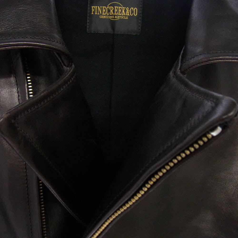 FINE CREEK LEATHERS ファインクリークレザー ACJK057 FINE CREEK ＆CO Berkeley 茶芯 ホースハイド バークレー ライダース レザー ジャケット ブラック系 40【新古品】【未使用】【中古】