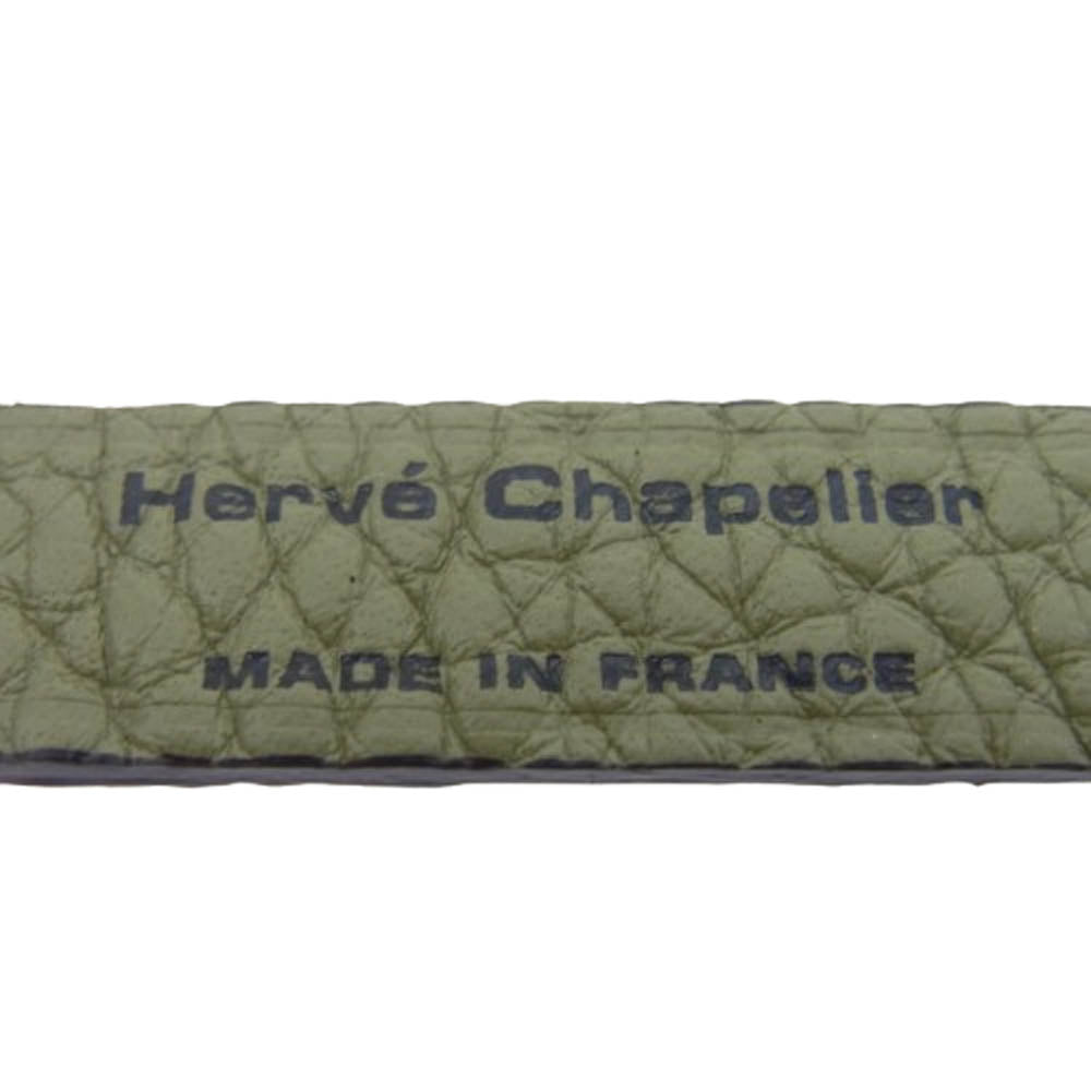 Herve Chapelier エルベ・シャプリエ ロゴ レザー キーリング キーホルダー カーキ系【中古】
