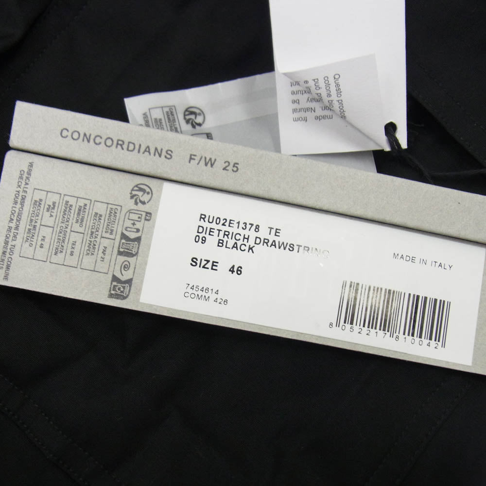 Rick Owens リックオウエンス 25AW RU02E1378-TE DIETRICH DRAWSTRING ディートリッヒ ドローストリング パンツ TE素材 ブラック系 46【中古】