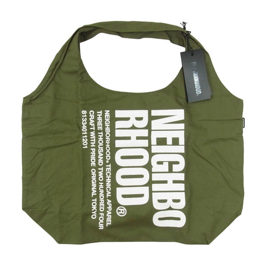 NEIGHBORHOOD ネイバーフッド 22SS 221GONH-CG01 ID . TOTE / C-LUGGAGE ロゴプリント コットントート バッグ エコバッグ OLIVE DRAB【新古品】【未使用】【中古】