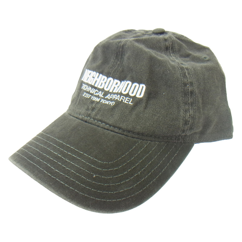 NEIGHBORHOOD ネイバーフッド 21SS 211YGNH-HT01S CI / C-CAP ロゴ 顔料染め加工 刺繍 コットン キャップ ブラック系【極上美品】【中古】