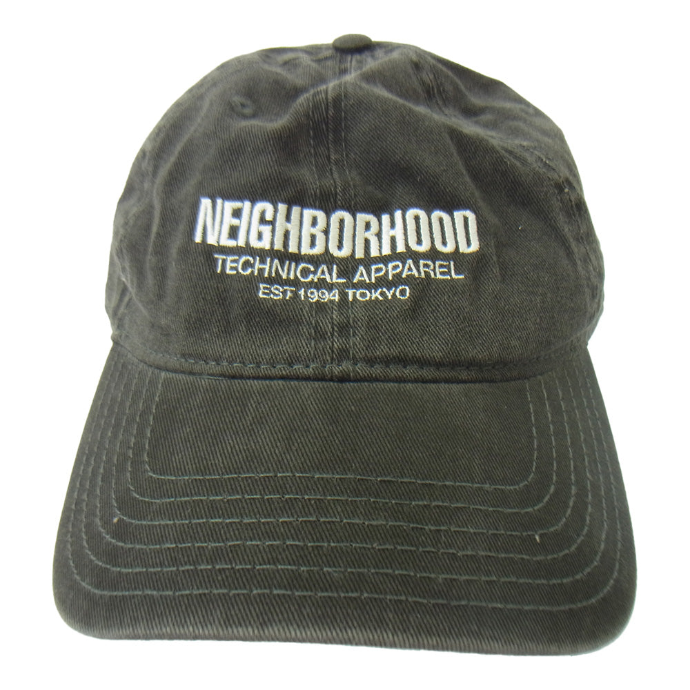 NEIGHBORHOOD ネイバーフッド 21SS 211YGNH-HT01S CI / C-CAP ロゴ 顔料染め加工 刺繍 コットン キャップ ブラック系【極上美品】【中古】