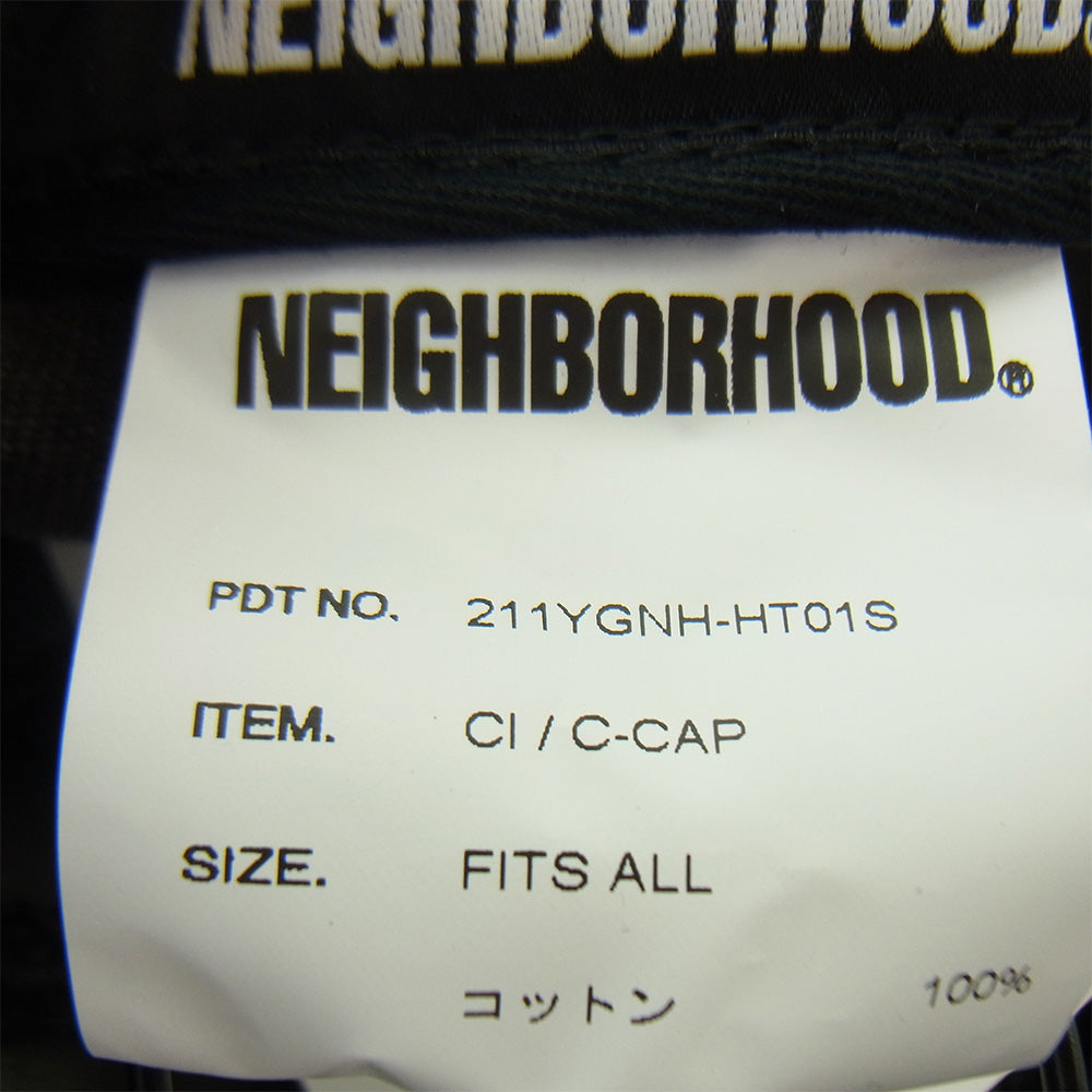 NEIGHBORHOOD ネイバーフッド 21SS 211YGNH-HT01S CI / C-CAP ロゴ 顔料染め加工 刺繍 コットン キャップ ブラック系【極上美品】【中古】