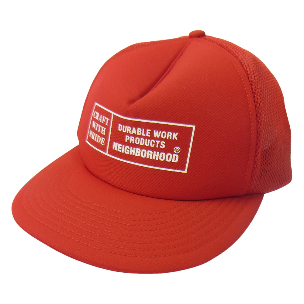 NEIGHBORHOOD ネイバーフッド 25AW 252YGNH-HT04 MESH CAP ラバー ロゴ プリント メッシュ キャップ レッド系【新古品】【未使用】【中古】