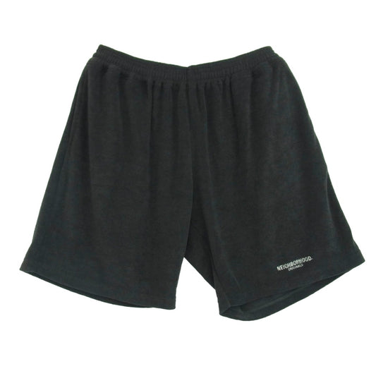 NEIGHBORHOOD ネイバーフッド 241FPNH-PTM02 PILE SHORT PANTS ロゴ 刺繍 パイル ショーツ ショート パンツ ブラック系 L【美品】【中古】