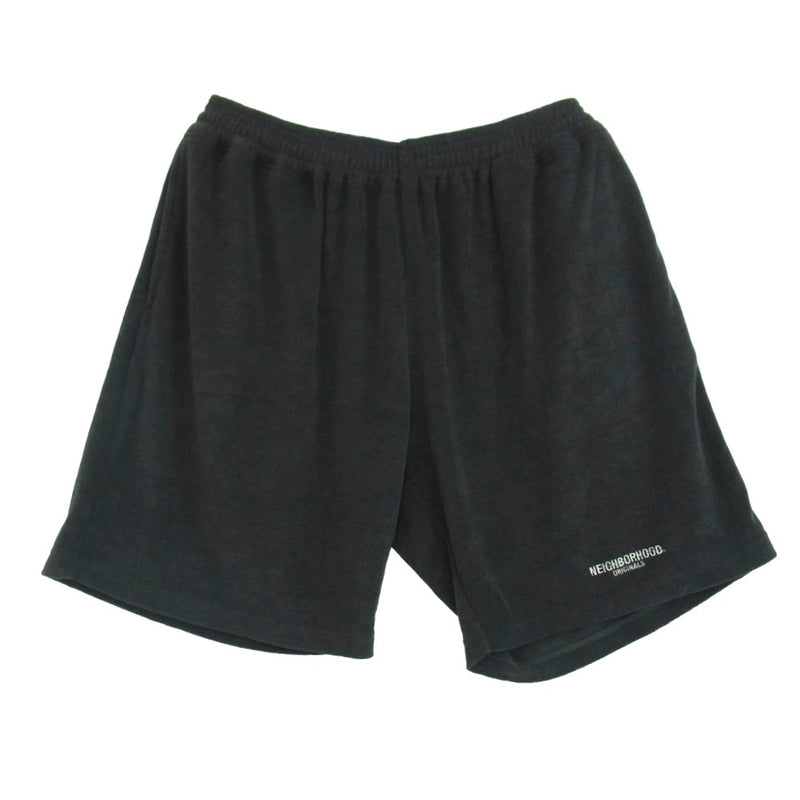 NEIGHBORHOOD ネイバーフッド 241FPNH-PTM02 PILE SHORT PANTS ロゴ 刺繍 パイル ショーツ ショート パンツ ブラック系 L【美品】【中古】