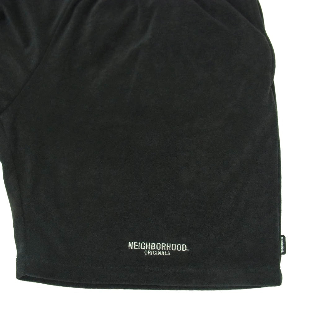 NEIGHBORHOOD ネイバーフッド 241FPNH-PTM02 PILE SHORT PANTS ロゴ 刺繍 パイル ショーツ ショート パンツ ブラック系 L【美品】【中古】