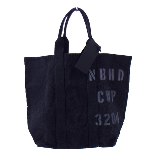 NEIGHBORHOOD ネイバーフッド 23AW 232TQNH-CG05 ID TOTE BAG バイオストーン加工 ステンシル プリント キャンバス トート バッグ ブラック系【中古】