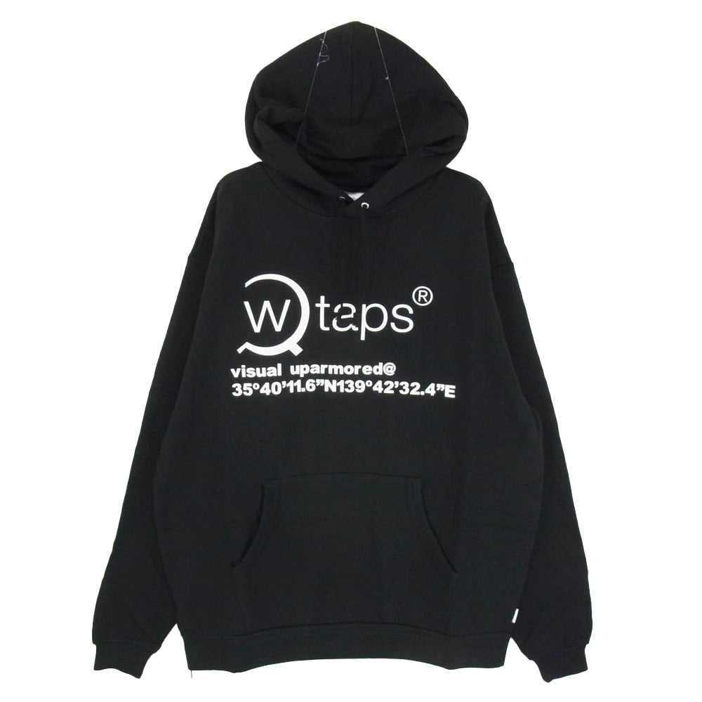 WTAPS ダブルタップス 20AW 202ATDT-HP03S OG HOODED フーディ プルオーバー ロゴ プリント スウェット パーカー ブラック系 XL【美品】【中古】