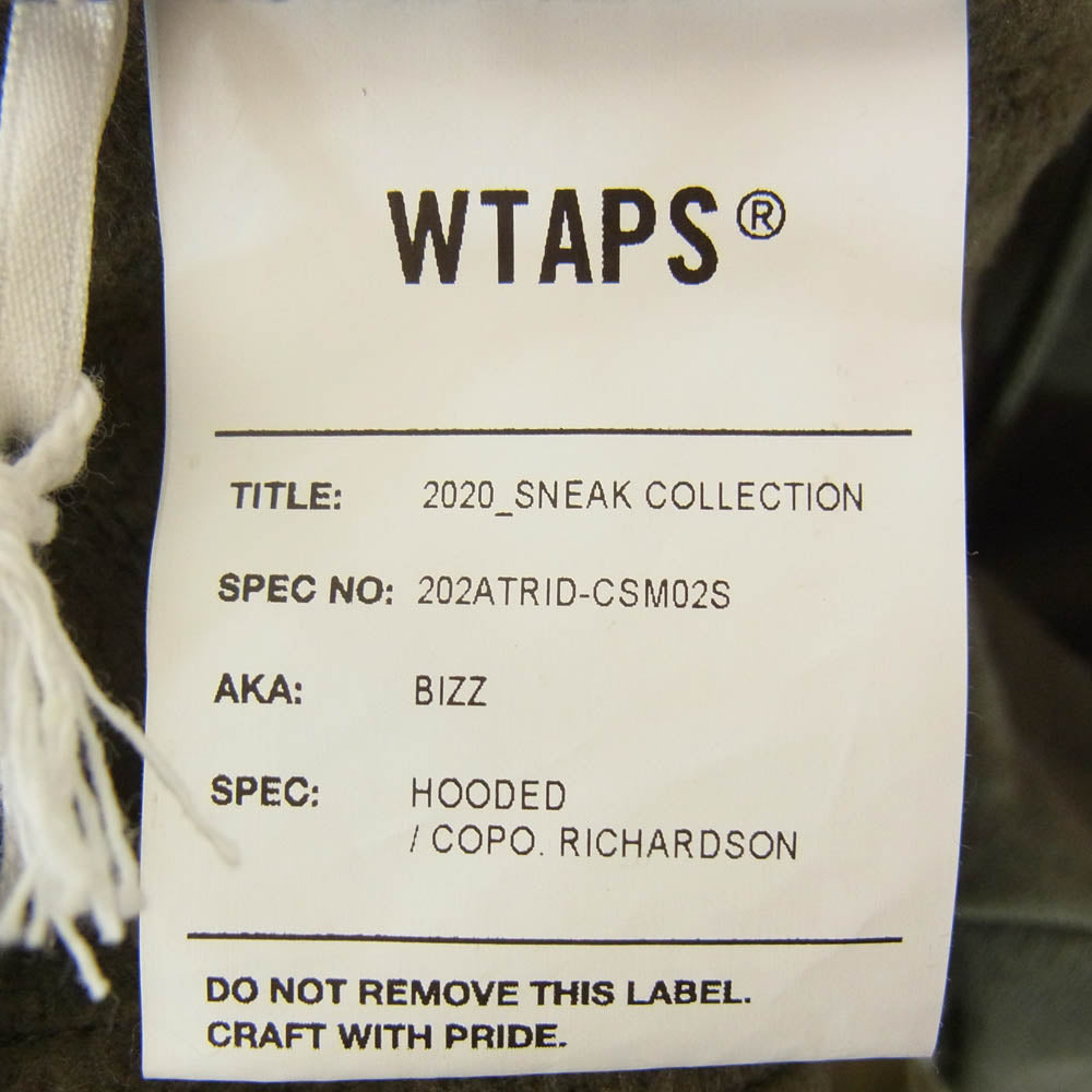 WTAPS ダブルタップス 20AW 202ATRID-CSM02S × Richardson BIZZ リチャードソン ジップアップ スウェット パーカー OLIVE DRAB M【極上美品】【中古】
