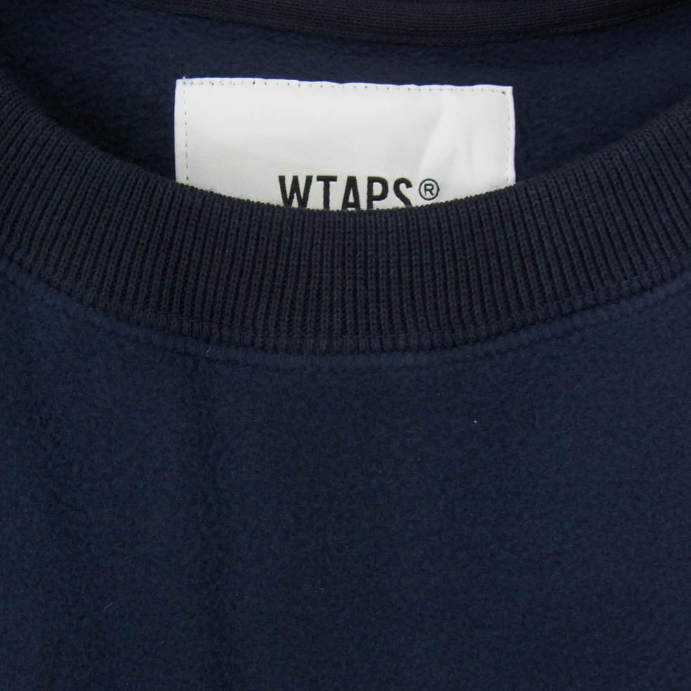 WTAPS ダブルタップス 20AW 202ATDT-CSM33 CRUCIBLE / CREW NECK / FLEECE URBAN TERRITORY ロゴ刺繍 クルーネック フリース スウェットシャツ ネイビー系 L【美品】【中古】