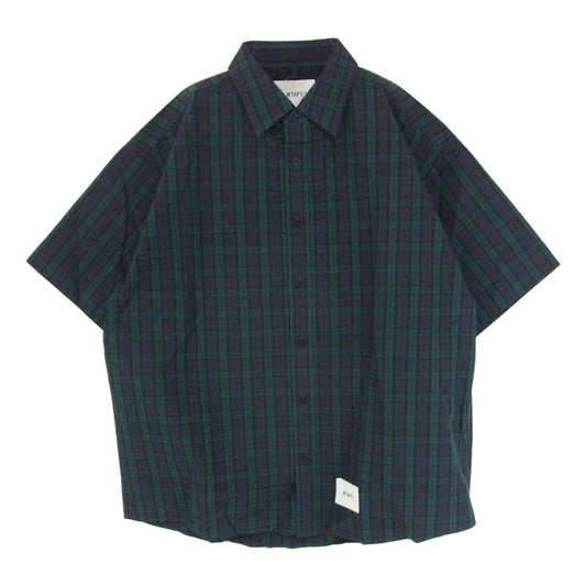 WTAPS ダブルタップス 21SS 211GWDT-SHM05 WCPO LS. RIPSTOP. COOL. MAX リップストップ クールマックス 半袖 チェック シャツ グリーン系 L 3【極上美品】【中古】