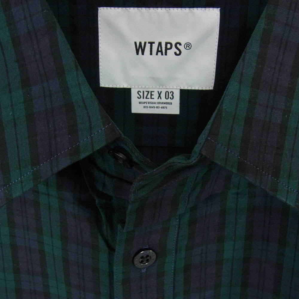 WTAPS ダブルタップス 21SS 211GWDT-SHM05 WCPO LS. RIPSTOP. COOL. MAX リップストップ クールマックス 半袖 チェック シャツ グリーン系 L 3【極上美品】【中古】
