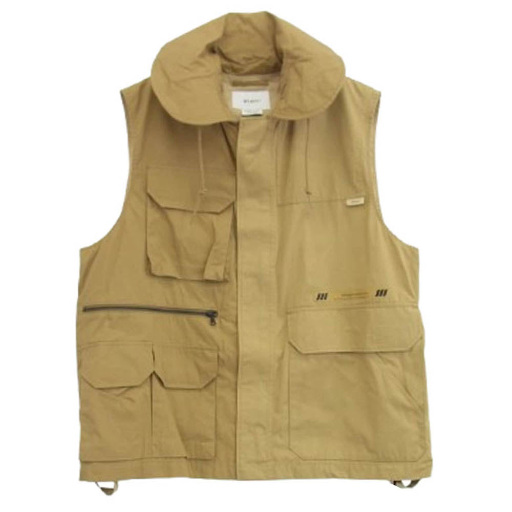 WTAPS ダブルタップス 21AW 212BRDT-JKM07 TRADERVESTRIPSTOP トレーダー コットン ウェザー リップストップ ミリタリー ベスト ロゴハンガー付 ベージュ系 X03【極上美品】【中古】