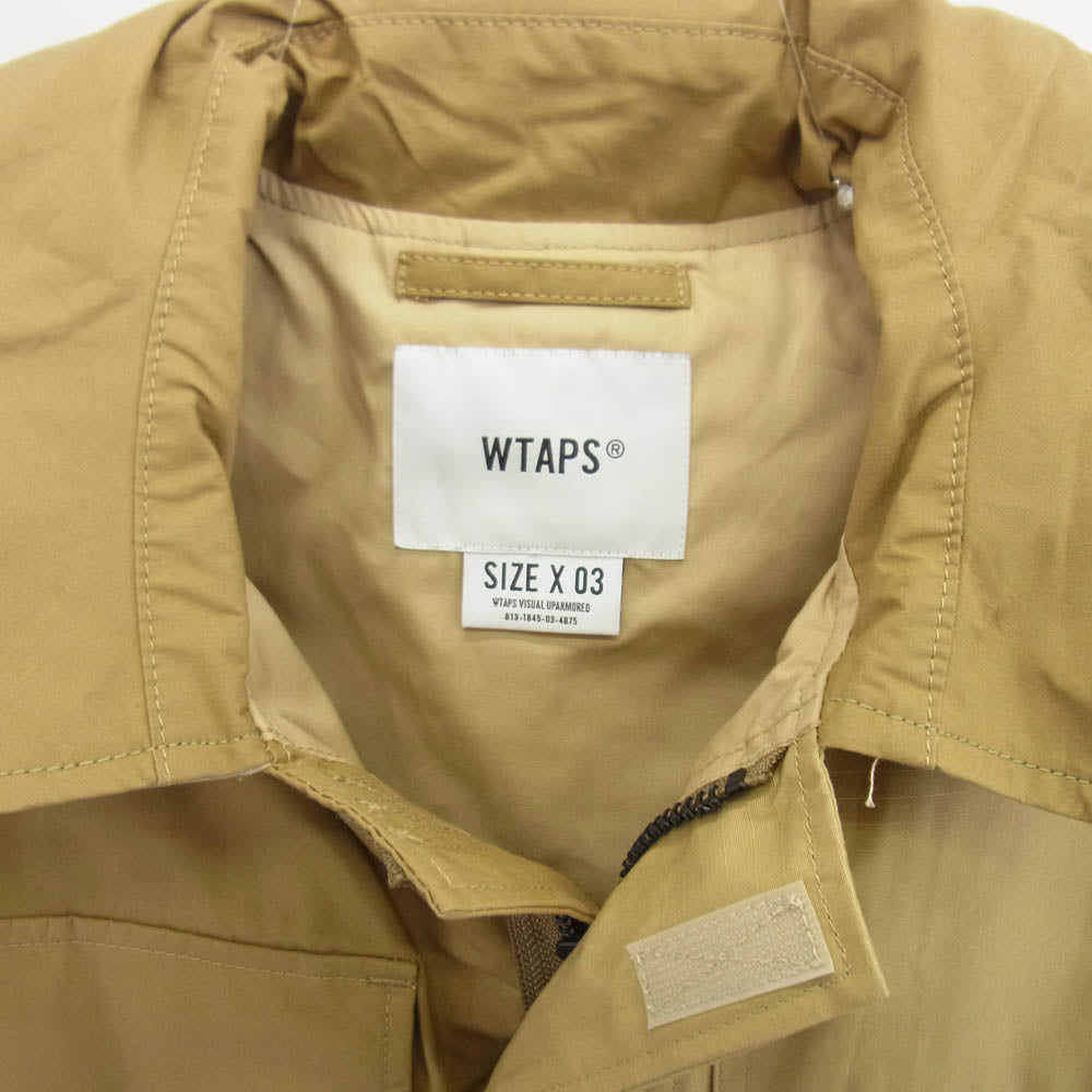 WTAPS ダブルタップス 21AW 212BRDT-JKM07 TRADERVESTRIPSTOP トレーダー コットン ウェザー リップストップ ミリタリー ベスト ロゴハンガー付 ベージュ系 X03【極上美品】【中古】