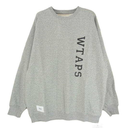 WTAPS ダブルタップス 23SS 231ATDT-CSM02 DESIGN 01/ SWEATER / COTTON.COLLEGE デザイン クルーネック スウェット カレッジ グレー系 4【新古品】【未使用】【中古】