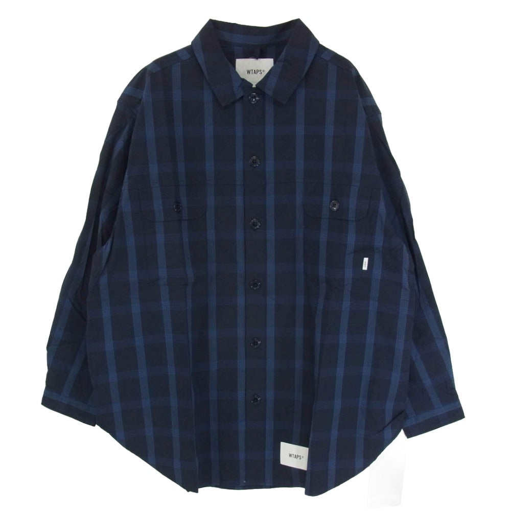 WTAPS ダブルタップス 21SS 211GWDT-SHM01 WCPO LS. RIPSTOP. COOL. MAX リップストップ クールマックス 長袖 チェック シャツ ブルー系 1【極上美品】【中古】