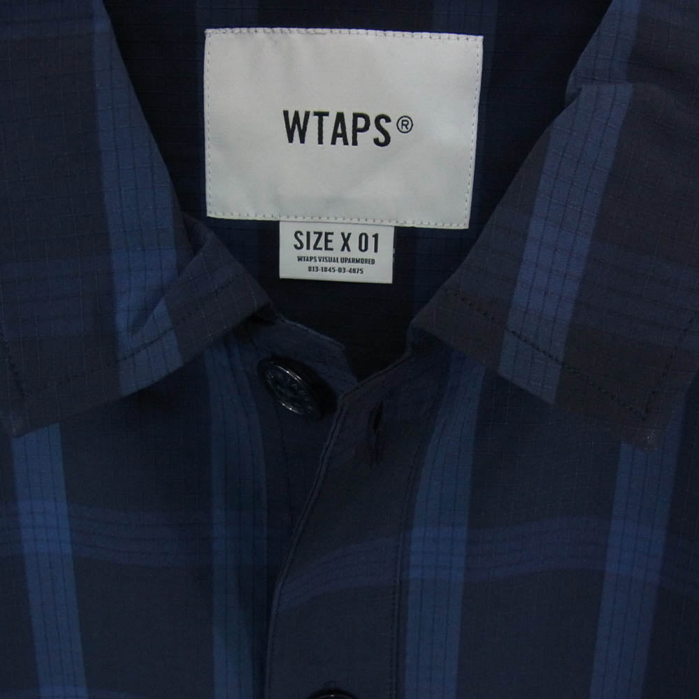 WTAPS ダブルタップス 21SS 211GWDT-SHM01 WCPO LS. RIPSTOP. COOL. MAX リップストップ クールマックス 長袖 チェック シャツ ブルー系 1【極上美品】【中古】