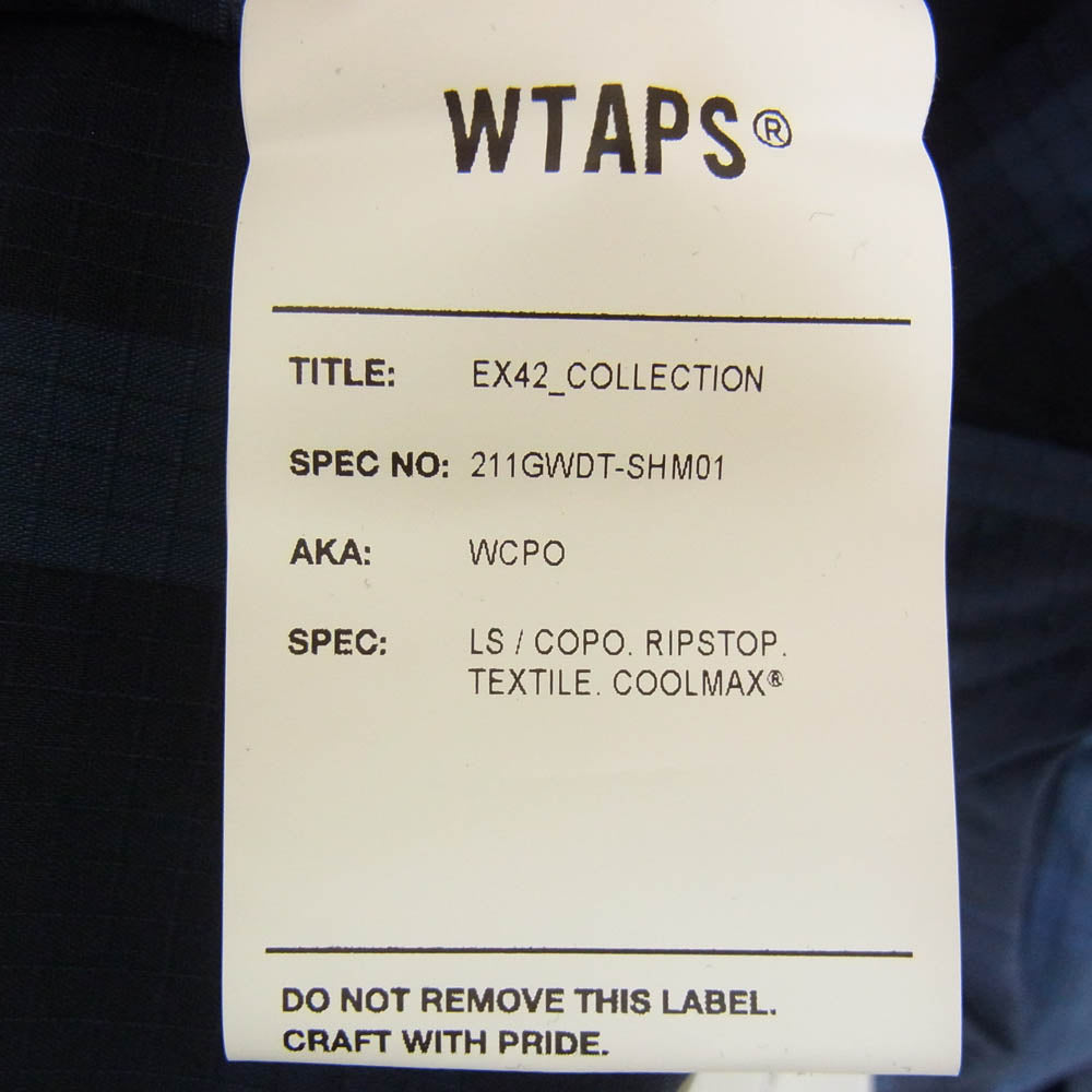 WTAPS ダブルタップス 21SS 211GWDT-SHM01 WCPO LS. RIPSTOP. COOL. MAX リップストップ クールマックス 長袖 チェック シャツ ブルー系 1【極上美品】【中古】