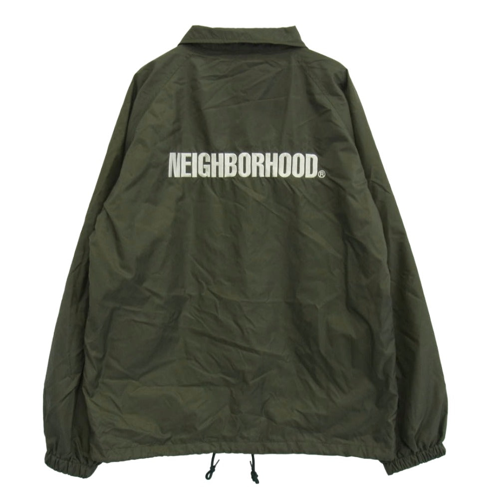 NEIGHBORHOOD ネイバーフッド 202TSN-JKM01 BROOKS N-JKT ロゴ刺繍 コーチ ジャケット ナイロン ジャケット カーキ系 L【中古】