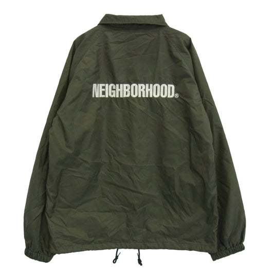 NEIGHBORHOOD ネイバーフッド 202TSN-JKM01 BROOKS N-JKT ロゴ刺繍 コーチ ジャケット ナイロン ジャケット カーキ系 L【中古】