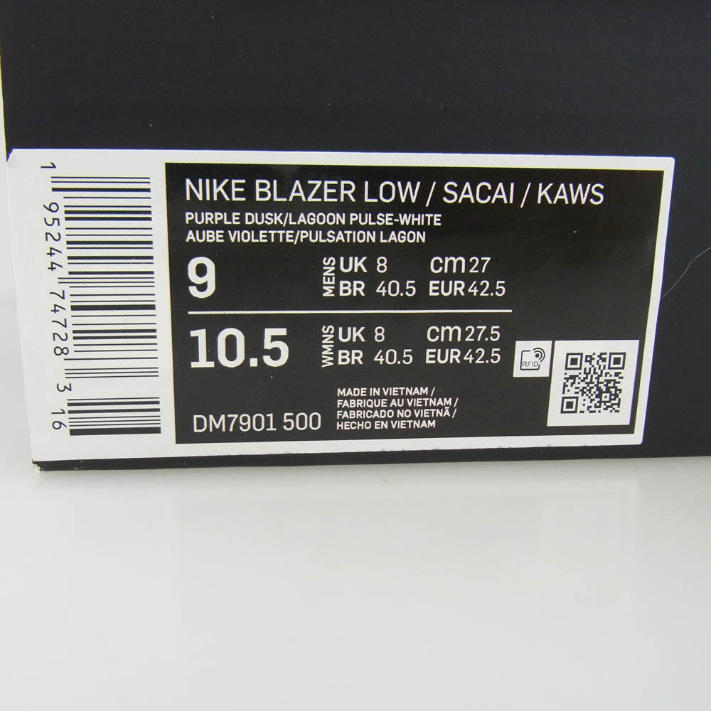 NIKE ナイキ DM7901-500 KAWS × sacai Blazer Low Purple Dusk カウズ × サカイ ブレーザー ロー パープルダスク スニーカー パープル系 27cm【中古】
