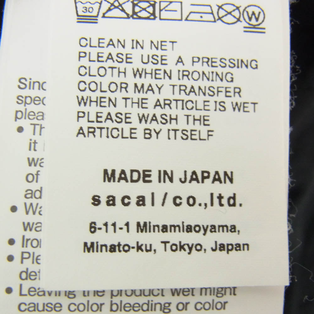 Sacai サカイ 25SS 25-0927S × WTAPS ダブルタップス Flock Print T-Shirt フロックプリント Tシャツ 半袖カットソー ブラック系 4【中古】