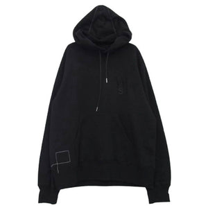 Sacai サカイ 25SS 25-0925S × WTAPS ダブルタップス Flock Print Hoodie フロック プリント フーディー プルオーバーパーカー ブラック系 3【中古】