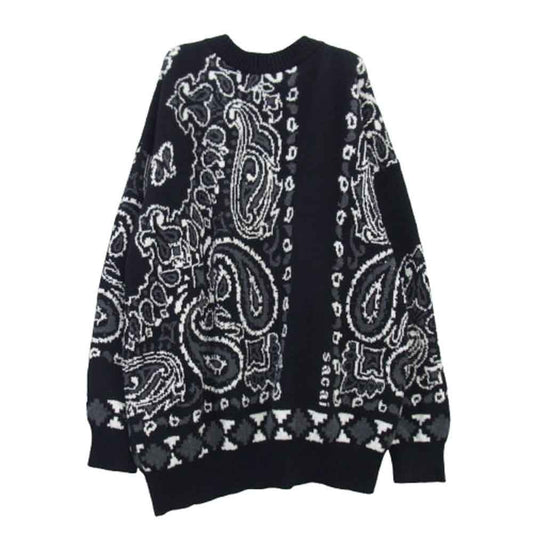 Sacai サカイ 22SS 22-02694M Bandana Knit Blouson バンダナ ジップデザイン ウール ニット ブルゾン ブラック系 ホワイト系 グレー系 2【中古】