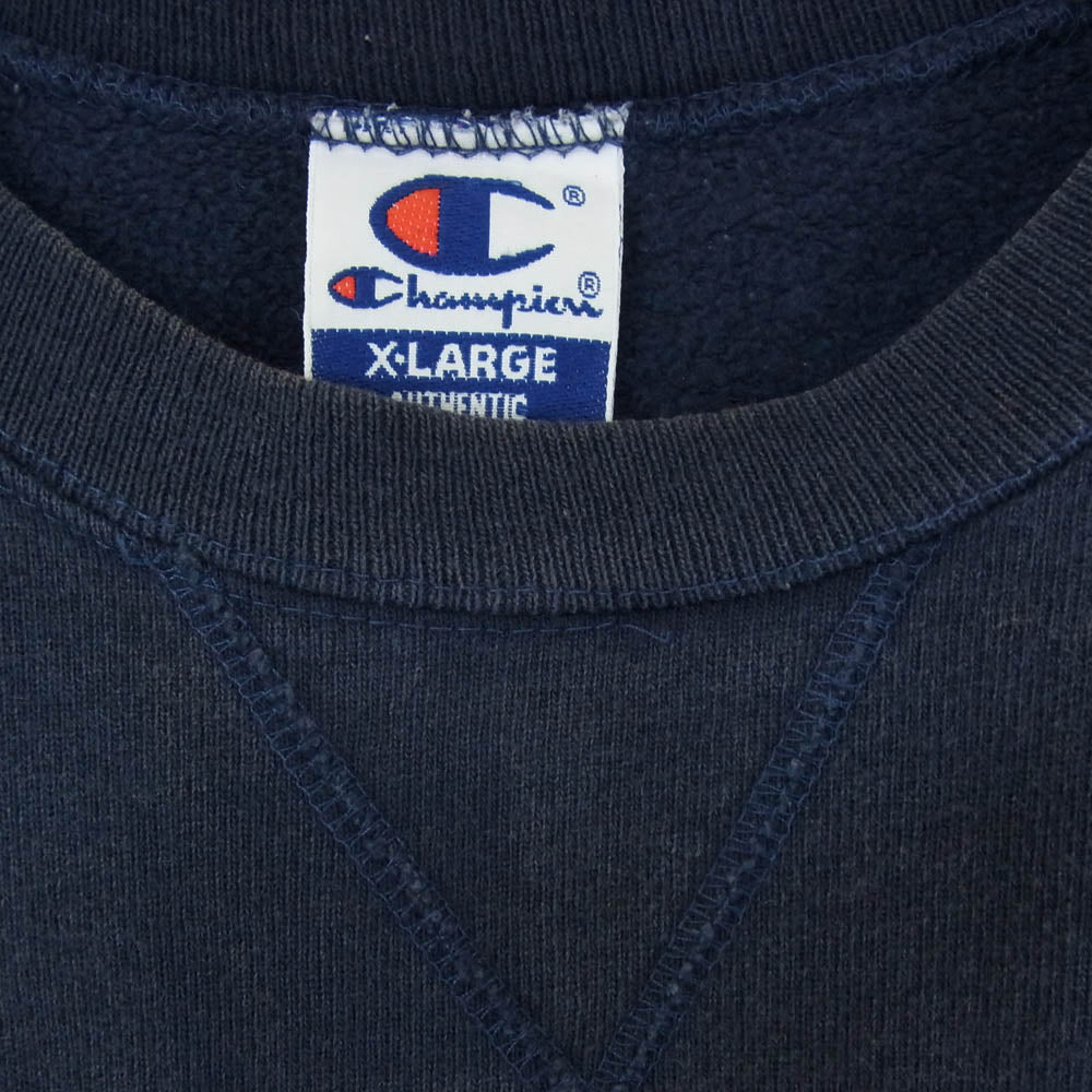 Champion チャンピオン 90年代 USA製 青刺繍タグ後期 刺繍 プルオーバー スウェット ネイビー系 XL【中古】