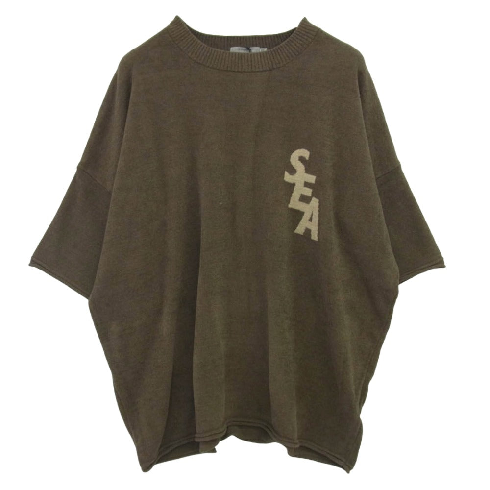 WIND AND SEA ウィンダンシー WDS-NSTW-08 × nestwell ネストウェル パイル地 ロゴプリント Tシャツ 半袖カットソー モカ系 3【新古品】【未使用】【中古】