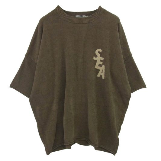 WIND AND SEA ウィンダンシー WDS-NSTW-08 × nestwell ネストウェル パイル地 ロゴプリント Tシャツ 半袖カットソー モカ系 3【新古品】【未使用】【中古】
