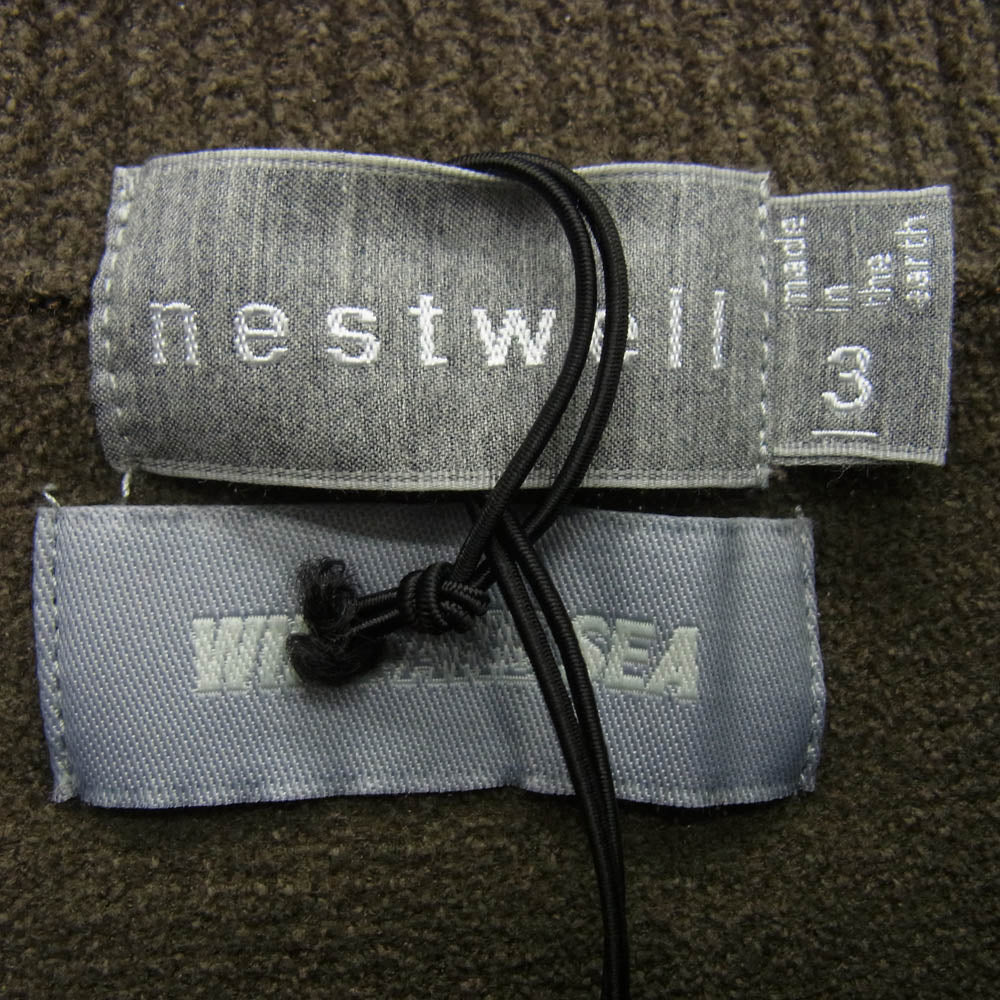 WIND AND SEA ウィンダンシー WDS-NSTW-08 × nestwell ネストウェル パイル地 ロゴプリント Tシャツ 半袖カットソー モカ系 3【新古品】【未使用】【中古】