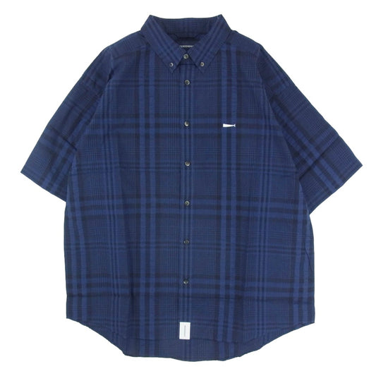 DESCENDANT ディセンダント 221TQDS-SHM07 PLAID SS SHIRT STANDARD チェック柄 ボタンダウン 半袖シャツ ブラック系 ネイビー系 3【新古品】【未使用】【中古】